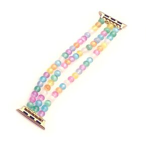 Color Natural stone Beaded Bracelet Pearl Series Compatible for Apple Watch Band 40mm/38mm/41mm Series 9 8 7 SE Series 6/5/4 Women Fancy Handpicked Beaded Elastic Bracelet for iWatch Bands