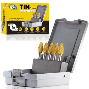 SF-3 Tungsten Carbide Burr Rotary File Tree Shape Radius End Shape Double Cut for Die Grinder Drill Bits 1/4'' Inch Diameter of Shank and 3/8'' Inch Diameter of Cutter 3/4'' Inch Cutter Length