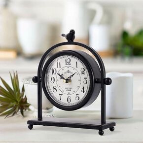 MODE Home Farmhouse Table Clock on Stand و Glvanized Windmill Vintage Clock و Devinative Windmill Farmhouse Decor