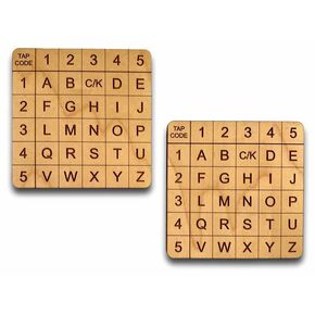 TAP CODE COPHER SET - كتل خشبية محفورة مع تعليمات ودليل التعلم