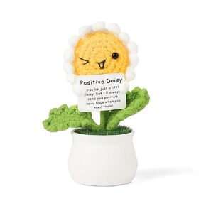 Positive Crochet Daisy Flowers Emotional Support Desk Decor - Cute Gifts for Women, Funny Car & Office Accessories, Best Friend Gifts for Coworkers & Sisters