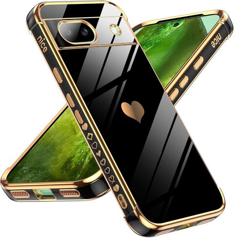 LeYi for Pixel 8A Case:（𝐍𝐨𝐭 𝐟𝐢𝐭 𝐏𝐢𝐱𝐞𝐥 𝟖） Full Camera Lens Protection, Love Heart Plating Girly Women Luxury Soft TPU Shockproof Case for Google Pixel 8A, Pink in Saudi Arabia