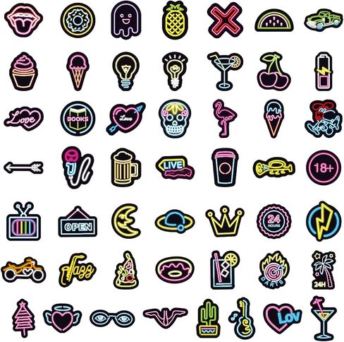 200Pcs Neon Stickers - Cool Neon Water Bottle Stickers for Kids Adults Teens, Waterproof Vinyl Stickers for Laptop Skateboard Phone Guitar Luggage in Saudi Arabia
