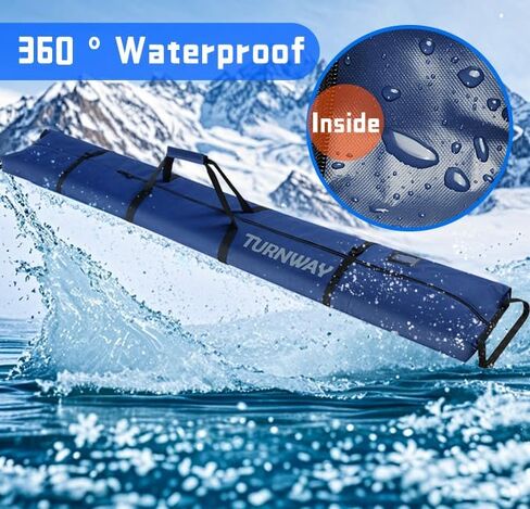 حقيبة تزلج TurnWay | تخزين ونقل الزلاجات حتى 215 سم والأعمدة والإضافات | مقاوم للماء - للرجال والنساء والشباب in Kuwait