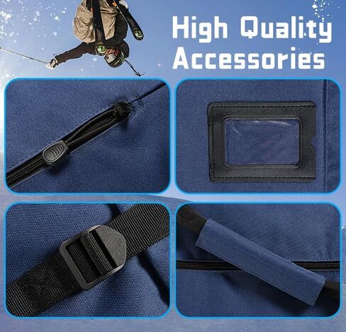 حقيبة تزلج TurnWay | تخزين ونقل الزلاجات حتى 215 سم والأعمدة والإضافات | مقاوم للماء - للرجال والنساء والشباب in Kuwait