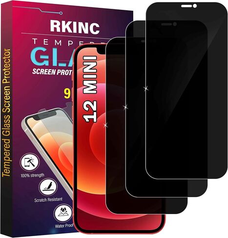 RKINC Screen Protector [3-Pack] for iPhone 12 Mini 5.4-Inch, Tempered Glass Film Screen Protector, 0.33mm [LifetimeWarranty][Bubble-Free][Anti-Scratch][Anti-Shatter] in Saudi Arabia