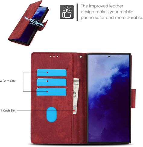 Asuwish Phone Case for Samsung Galaxy S24 Ultra 5G Wallet Cover with Tempered Glass Screen Protector Flip Wrist Strap Credit Card Holder Slot Stand Cell S24Ultra 24S S 24 24Ultra Women Men Black in Saudi Arabia