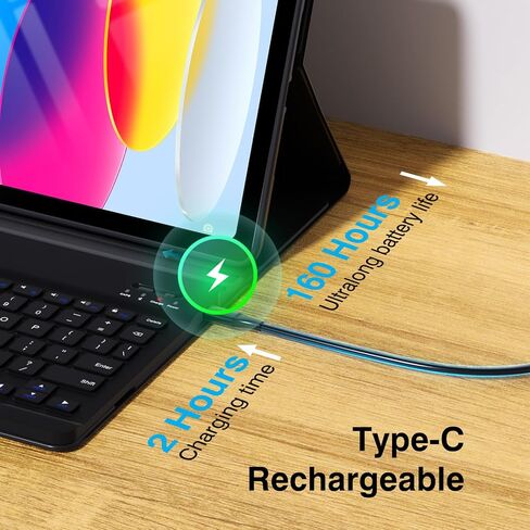 OYEEICE for iPad 10th Generation Case with Keyboard 10.9 Inch - 7 Color Backlit Wireless Detachable Folio Keyboard Cover with Pencil Holder for New iPad 10th Gen 2022 - Purple in Saudi Arabia