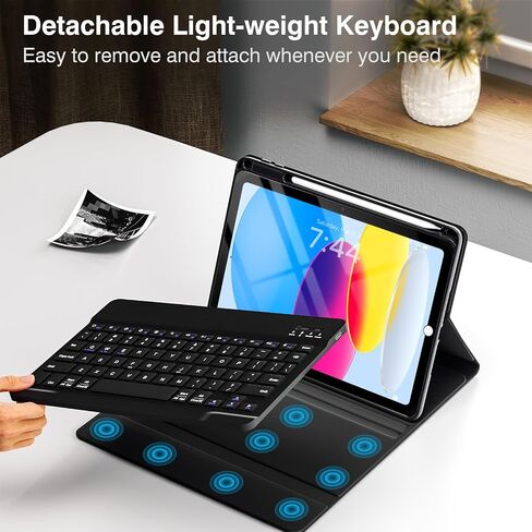 OYEEICE for iPad 10th Generation Case with Keyboard 10.9 Inch - 7 Color Backlit Wireless Detachable Folio Keyboard Cover with Pencil Holder for New iPad 10th Gen 2022 - Purple in Saudi Arabia