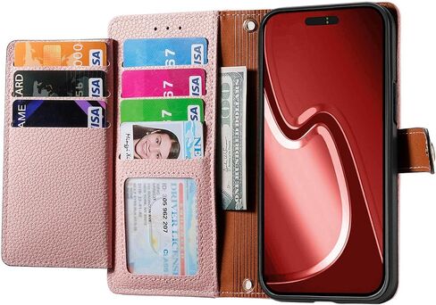 Cases for iPhone 15 Pro Wallet Case for Women with Card Holder Retro Zipper Wallet Cute Heart PU Leather Protective Cover with Detachable Lanyard for Apple iPhone 15 Pro 6.1" Black in Saudi Arabia