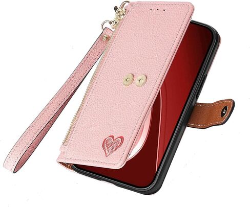 Cases for iPhone 15 Pro Wallet Case for Women with Card Holder Retro Zipper Wallet Cute Heart PU Leather Protective Cover with Detachable Lanyard for Apple iPhone 15 Pro 6.1" Black in Saudi Arabia