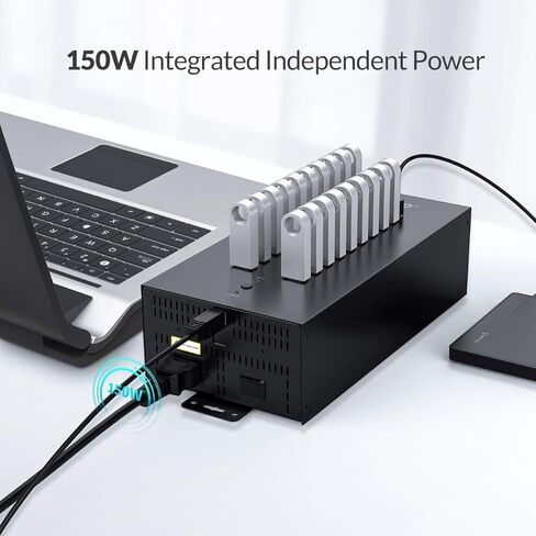 Orico 30-Port من الدرجة الصناعية USB 2.0 HUB مع إمدادات الطاقة 300W ، محطة شحن ذكية ، جدار/رف قابلة للتركيب ، علبة معدنية كاملة للمكاتب وورش العمل والمختبرات in Kuwait