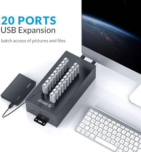 Orico 30-Port من الدرجة الصناعية USB 2.0 HUB مع إمدادات الطاقة 300W ، محطة شحن ذكية ، جدار/رف قابلة للتركيب ، علبة معدنية كاملة للمكاتب وورش العمل والمختبرات in Kuwait