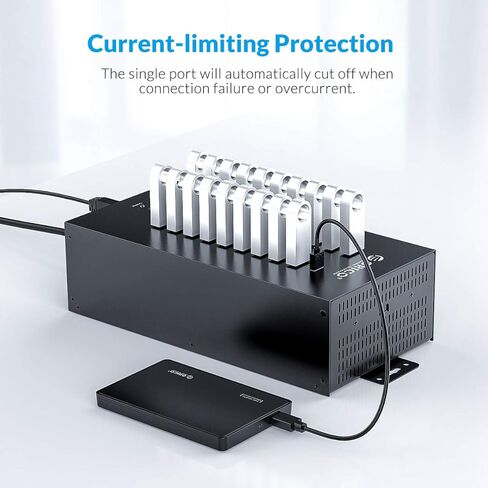 Orico 30-Port من الدرجة الصناعية USB 2.0 HUB مع إمدادات الطاقة 300W ، محطة شحن ذكية ، جدار/رف قابلة للتركيب ، علبة معدنية كاملة للمكاتب وورش العمل والمختبرات in Kuwait