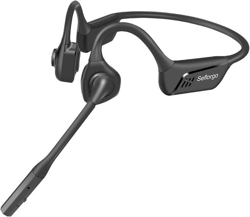 Open Ear Bluetooth 5.4 Headphones with Mic, Lightweight Wireless Headset with Microphone Noise Cancelling Mute Button for Home Office Work Driving Running Workouts, Dual Link, 15H Playtime in Saudi Arabia