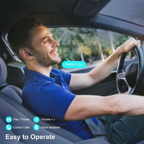 Open Ear Bluetooth 5.4 Headphones with Mic, Lightweight Wireless Headset with Microphone Noise Cancelling Mute Button for Home Office Work Driving Running Workouts, Dual Link, 15H Playtime in Saudi Arabia