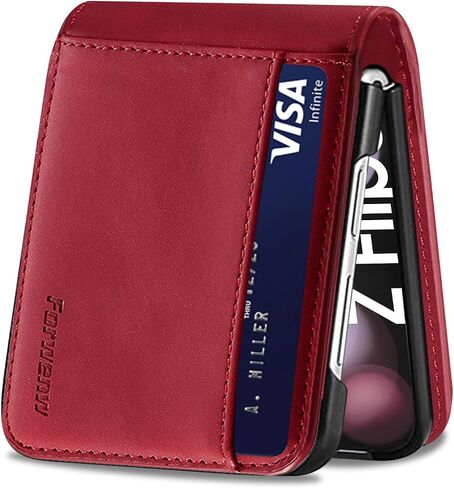 for Samsung Galaxy Z flip 5 Case Flip Leather Cover with Hinge Protection, Luxury Slim Thin Magnetic Wallet Case [1 Card Holder], Shockproof Full-Body Protective for Samsung Z Flip 5 Phone Case in Saudi Arabia