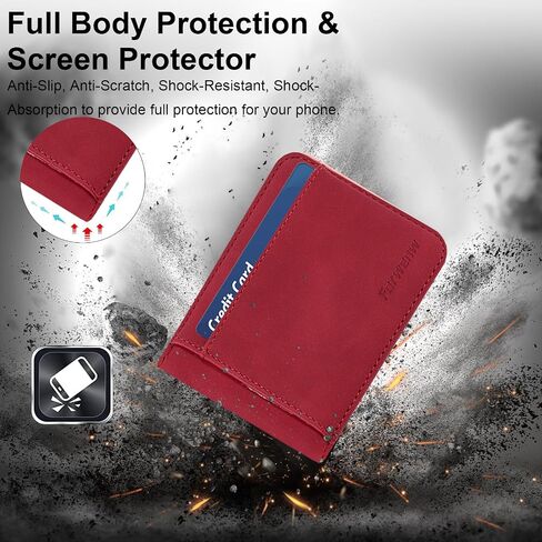for Samsung Galaxy Z flip 5 Case Flip Leather Cover with Hinge Protection, Luxury Slim Thin Magnetic Wallet Case [1 Card Holder], Shockproof Full-Body Protective for Samsung Z Flip 5 Phone Case in Saudi Arabia