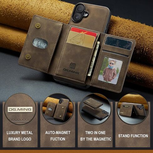 SZHAIYU 2 in 1 Detachable Wallet Phone Cases Compatible with iPhone 16 Pro Max Case with Card Holder Men 6.9'' Magnetic Leather Cover (Coffee,iPhone 16 Pro Max) in Saudi Arabia