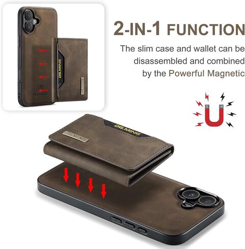SZHAIYU 2 in 1 Detachable Wallet Phone Cases Compatible with iPhone 16 Pro Max Case with Card Holder Men 6.9'' Magnetic Leather Cover (Coffee,iPhone 16 Pro Max) in Saudi Arabia