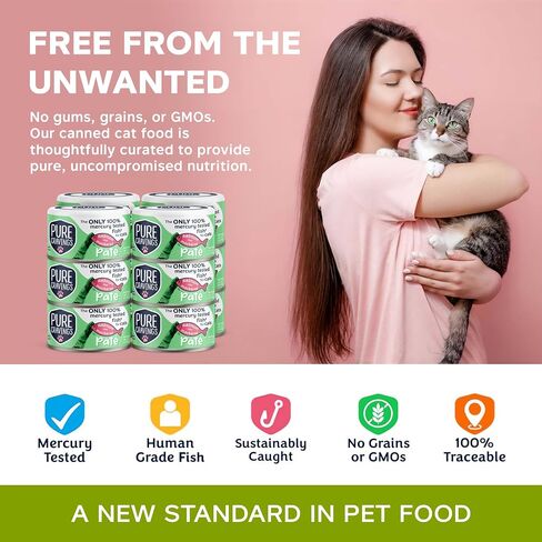 Pate, Canned Wet Cat Food, 100% Mercury-Tested, Moist Can Fish, Grain-Free Protein, Non-GMO, Variety Pack of 12-3X Tuna/Salmon, 3X Tuna/Pumpkin, 3X Tuna/Sardine, 3X Salmon/Sardine in Saudi Arabia