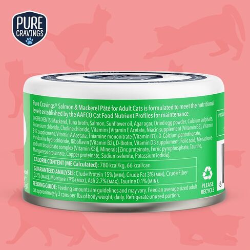 Pate, Canned Wet Cat Food, 100% Mercury-Tested, Moist Can Fish, Grain-Free Protein, Non-GMO, Variety Pack of 12-3X Tuna/Salmon, 3X Tuna/Pumpkin, 3X Tuna/Sardine, 3X Salmon/Sardine in Saudi Arabia