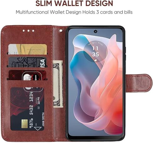 حالة من أجل Moto G Play 2024 4G/Moto G Play Gen 3 Wallet Case مع واقي شاشة زجاجي مقسّر ، حامل بطاقة الائتمان الجلدية ، غطاء الهاتف لـ Motorola Moto G Play 2024 4G Rose Gold in Kuwait