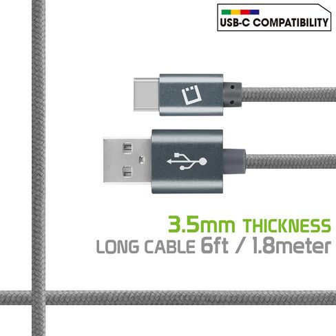 Cellet Heavy Duty Braided USB-C Charging Cable and Data Cable, Compatible with Apple iPhone 15, Samsung Galaxy Smartphones, Google Pixel, Moto Series Phones with Type-C (10-Feet, Black) in Saudi Arabia