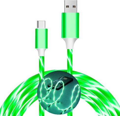 USB C Cable, 3A LED Light Up Fast Charger Charging Cords Type C Cable Compatible with iPhone 15 Pro Samsung Galaxy S21 S20 S10 S10E S9 S8 Plus Note 20 10 9 8, LG G8 and More (Blue, 2m/6.5ft) in Saudi Arabia