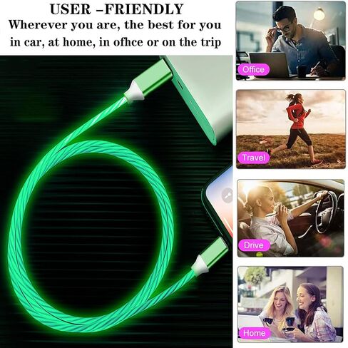 USB C Cable, 3A LED Light Up Fast Charger Charging Cords Type C Cable Compatible with iPhone 15 Pro Samsung Galaxy S21 S20 S10 S10E S9 S8 Plus Note 20 10 9 8, LG G8 and More (Blue, 2m/6.5ft) in Saudi Arabia