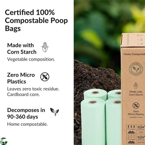 100% Compostable & Biodegradable Dog Poop Bags Leak-Proof and Extra Thick Light Green Dog Bags Pet Waste Bags for Big and Small Dogs - 60 Count - 4 Refill Rolls - Unscented - Planet4Life in Saudi Arabia