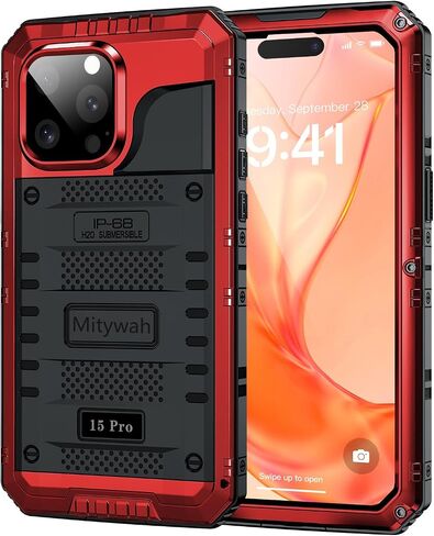 حالة مقاومة للماء Mitywah لـ iPhone 15 ، علبة عازلة للخدمة الشاقة مع واقي شاشة مدمج ، وجسم كامل تحت الماء الحالة المعدنية 6.1 بوصة ، التمويه in Saudi Arabia