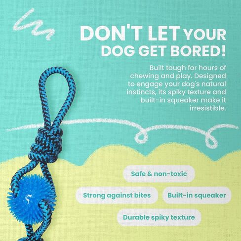 Health Extension SNUG AROOZ Spikey Beast Strong Tug Toy for Dogs, Outdoor Puppy Teething Chew Toys, Tough & Rope, (24 Inches - Assorted Colors) in Saudi Arabia