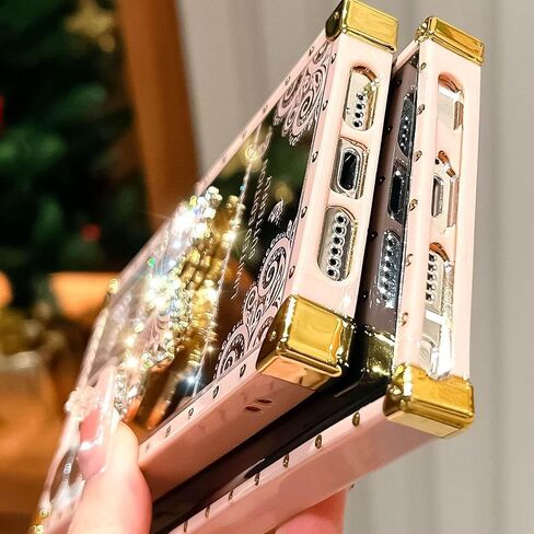 Cute Compatible with iPhone 14 Pro Max Case with Luxury Bling Glitter Butterfly Foldable Stand Kickstand,Glitter Soft PC Mirror Bumper Protective Cover for Women & Girls(Light Gold) in Saudi Arabia