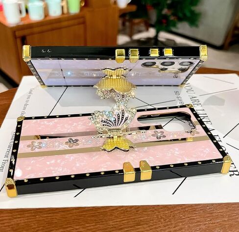 Cute Compatible with iPhone 14 Pro Max Case with Luxury Bling Glitter Butterfly Foldable Stand Kickstand,Glitter Soft PC Mirror Bumper Protective Cover for Women & Girls(Light Gold) in Saudi Arabia