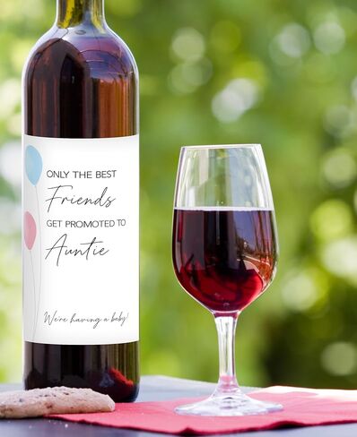 FRIENDS Pregnancy Announcement Wine Labels ● SET of 4 ● Only the Best FRIENDS Get Promoted to AUNTIE Labels, Aunties, Minimalist Pregnancy Reveal Wine Bottle Label Baby Reveal WATERPROOF A202-4F1 in Saudi Arabia