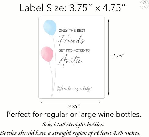 FRIENDS Pregnancy Announcement Wine Labels ● SET of 4 ● Only the Best FRIENDS Get Promoted to AUNTIE Labels, Aunties, Minimalist Pregnancy Reveal Wine Bottle Label Baby Reveal WATERPROOF A202-4F1 in Saudi Arabia