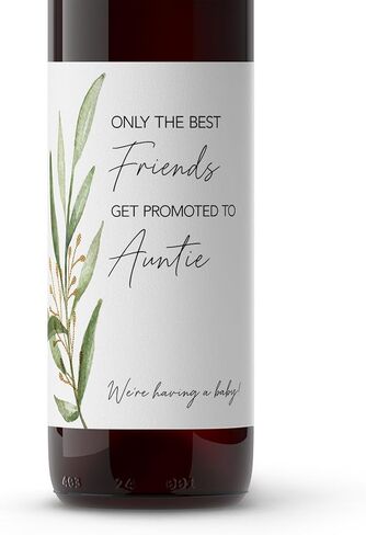 FRIENDS Pregnancy Announcement Wine Labels ● SET of 4 ● Only the Best FRIENDS Get Promoted to AUNTIE Labels, Aunties, Minimalist Pregnancy Reveal Wine Bottle Label Baby Reveal WATERPROOF A202-4F1 in Saudi Arabia
