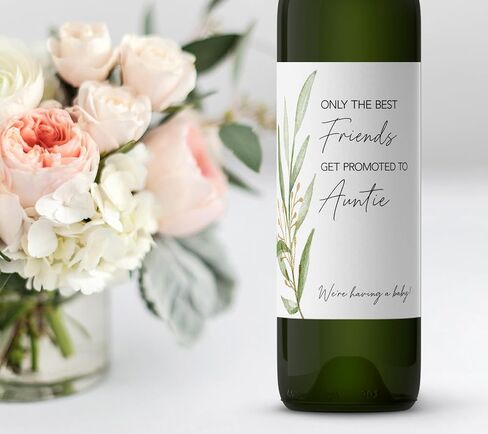 FRIENDS Pregnancy Announcement Wine Labels ● SET of 4 ● Only the Best FRIENDS Get Promoted to AUNTIE Labels, Aunties, Minimalist Pregnancy Reveal Wine Bottle Label Baby Reveal WATERPROOF A202-4F1 in Saudi Arabia
