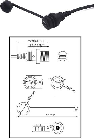 MINI USB 5 PIN MOUNT ، 0.3 متر MINI USB ذكور إلى أنثى لوحة التثبيت التثبيت تمديد كابل AUX للوحة القيادة على دراجة نارية القارب شاحنة السيارة ، شحن المزامنة ونقل البيانات in Kuwait