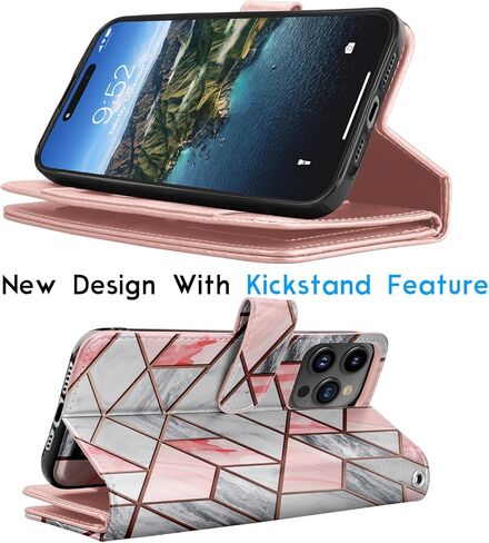 Tekcoo Wallet Case متوافق مع iPhone 15 (6.1 بوصة) 2023 حامل فتحات بطاقة الائتمان الفاخرة الفاخرة يحمل غطاء جلدي Folio Folio Pu [حالة صلبة مغناطيسية قابلة للفصل] مع حزام [Rose Gold] in Saudi Arabia