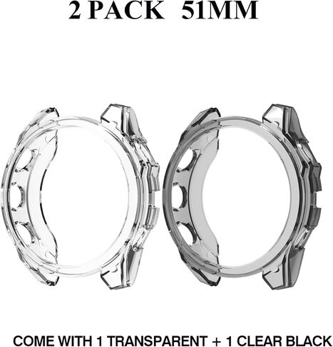 Compatible with Garmin Fenix 8 Multisport Smartwatch 51MM Series,Soft Flexible TPU Thin Lightweight Bumper Cover Protector for Smartwatch Series 51MM,(Transparent+Clear Orange) in Saudi Arabia