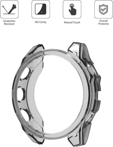 Compatible with Garmin Fenix 8 Multisport Smartwatch 51MM Series,Soft Flexible TPU Thin Lightweight Bumper Cover Protector for Smartwatch Series 51MM,(Transparent+Clear Orange) in Saudi Arabia