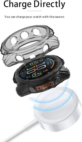 Compatible with Garmin Fenix 8 Multisport Smartwatch 51MM Series,Soft Flexible TPU Thin Lightweight Bumper Cover Protector for Smartwatch Series 51MM,(Transparent+Clear Orange) in Saudi Arabia