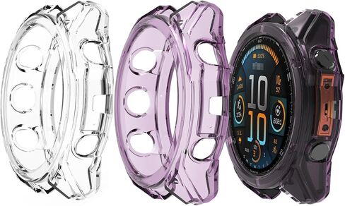 Compatible with Garmin Fenix 8 Multisport Smartwatch 51MM Series,Soft Flexible TPU Thin Lightweight Bumper Cover Protector for Smartwatch Series 51MM,(Transparent+Clear Orange) in Saudi Arabia