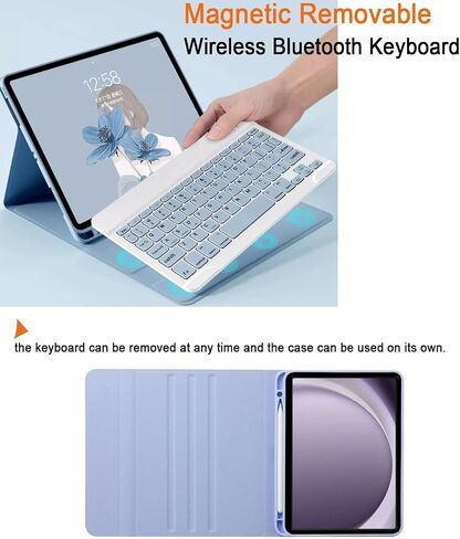 Keyboard Case Compatible for Samsung Galaxy Tab A9+/A9 Plus 11 Inch 2023, Wireless Bluetooth Keyboard Cover Compatible for Galaxy Tablet A9+ with Pencil Holder Model SM-X210/X216/X218 Purple in Saudi Arabia