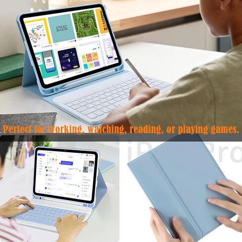 Keyboard Case Compatible for Samsung Galaxy Tab A9+/A9 Plus 11 Inch 2023, Wireless Bluetooth Keyboard Cover Compatible for Galaxy Tablet A9+ with Pencil Holder Model SM-X210/X216/X218 Purple in Saudi Arabia