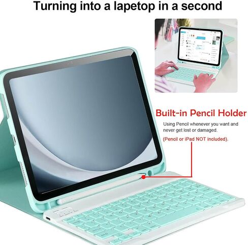 Keyboard Case Compatible for Samsung Galaxy Tab A9+/A9 Plus 11 Inch 2023, Wireless Bluetooth Keyboard Cover Compatible for Galaxy Tablet A9+ with Pencil Holder Model SM-X210/X216/X218 Purple in Saudi Arabia