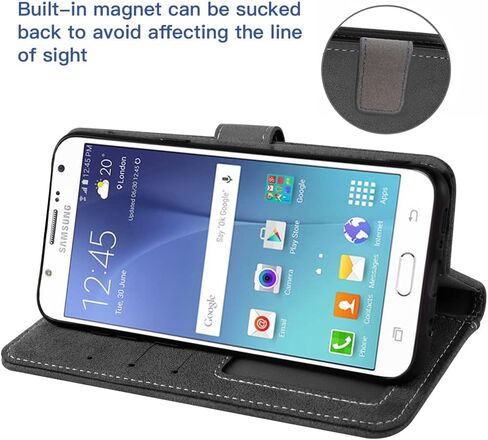 Compatible with Samsung Galaxy J7 2015/J7 Neo/J7 Nxt/J7 Core/7J Duos Wallet Case and Tempered Glass Screen Protector Flip Credit Card Holder Cell Phone Cover for SM J700 J700P J700T J00T1 J700M Purple in Kuwait