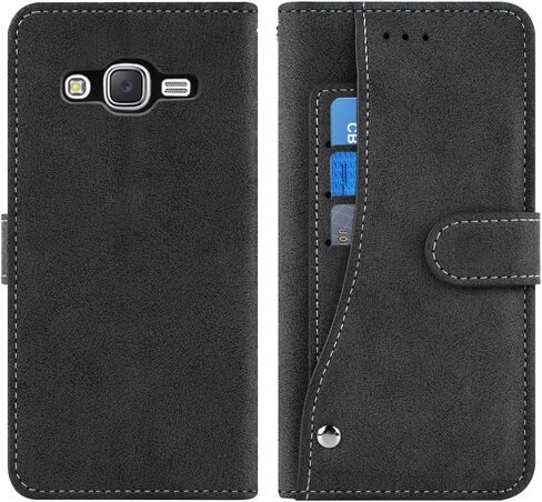 Compatible with Samsung Galaxy J7 2015/J7 Neo/J7 Nxt/J7 Core/7J Duos Wallet Case and Tempered Glass Screen Protector Flip Credit Card Holder Cell Phone Cover for SM J700 J700P J700T J00T1 J700M Purple in Kuwait